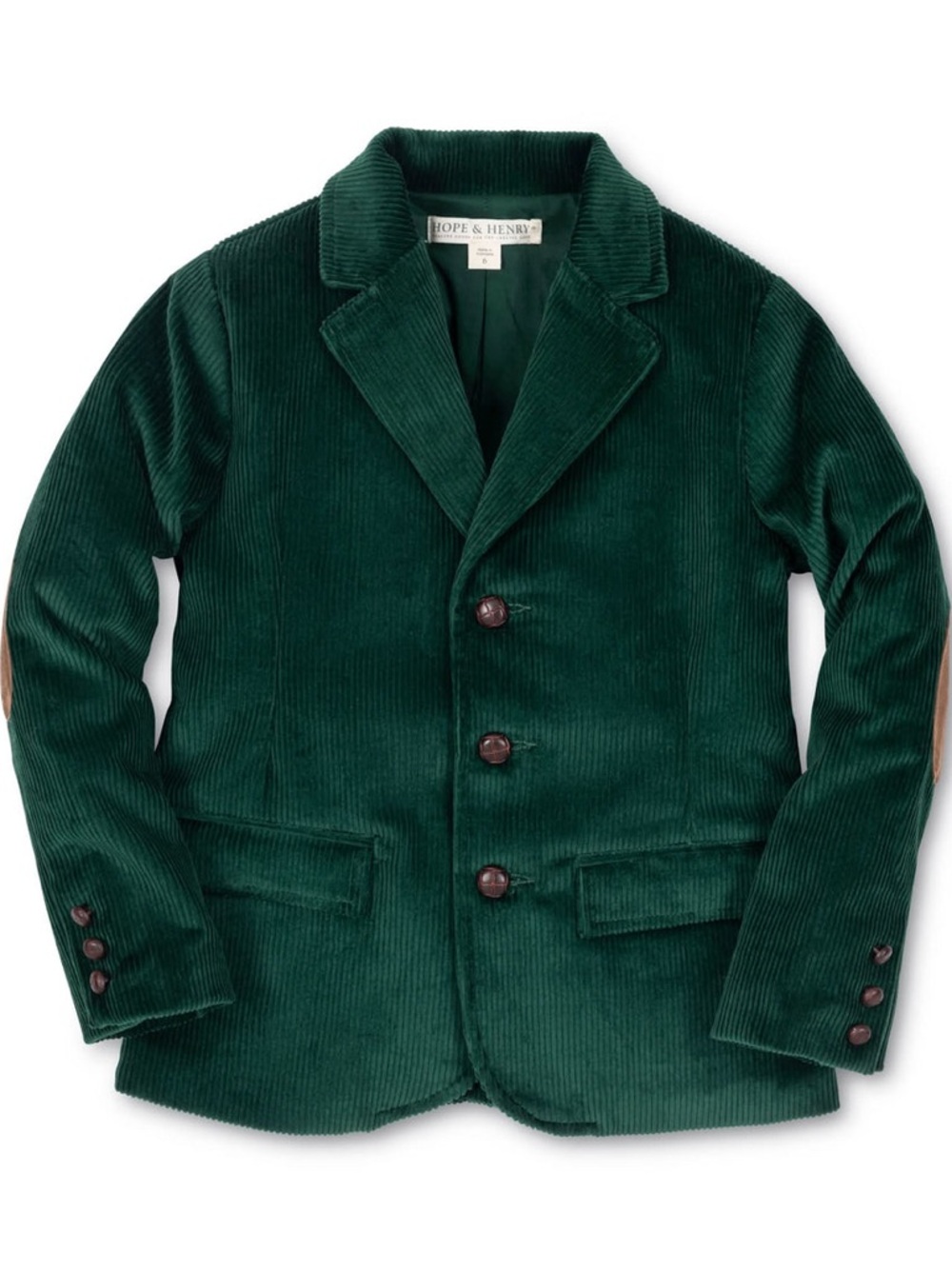 Hope & Henry Organic Evergreen Corduroy Blazer with Elbow Patches 2T NWT